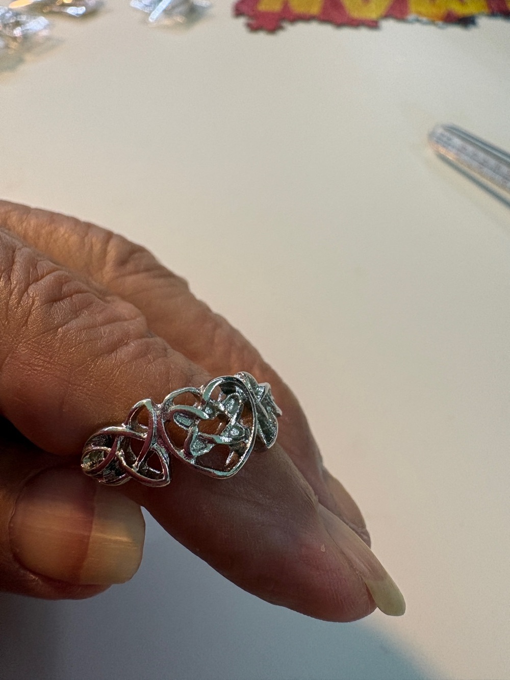 Silver Celtic Heart Knot Ring Size 8.5